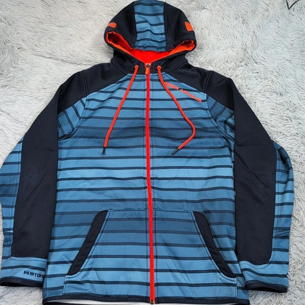Under Armour Sweatshirt Mens S Blue Hoodie Pocket‎ Loose Athletic Active Zip Up